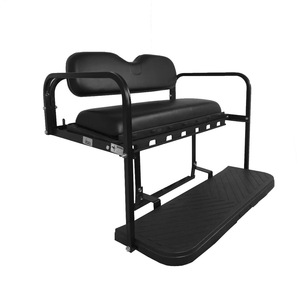 GTW MACH 3 Club Car Precedent Golf Cart Rear Seat Kit with Aluminum Frame | Black Cushions | Compatible with 2004-Up Models