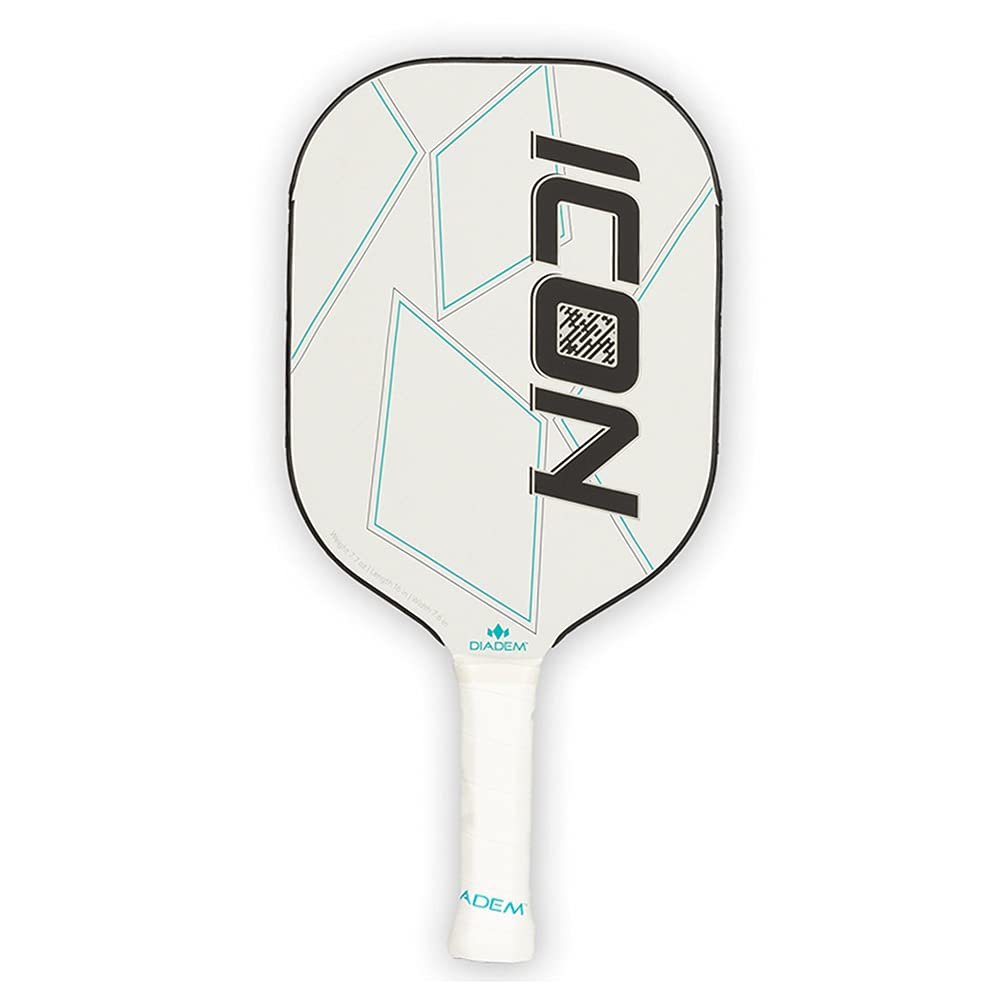 Diadem ICON Performance Pickleball Paddle (White, Lite, 7.7oz) | Graphite Carbon Fiber, Honeycomb Core, Fiberglass Face, Ultra Sleek Edge Guard, Spin Friendly | Indoor/Outdoor | USAPA Approved