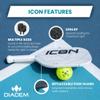 Diadem ICON Performance Pickleball Paddle (White, Lite, 7.7oz) | Graphite Carbon Fiber, Honeycomb Core, Fiberglass Face, Ultra Sleek Edge Guard, Spin Friendly | Indoor/Outdoor | USAPA Approved view 3