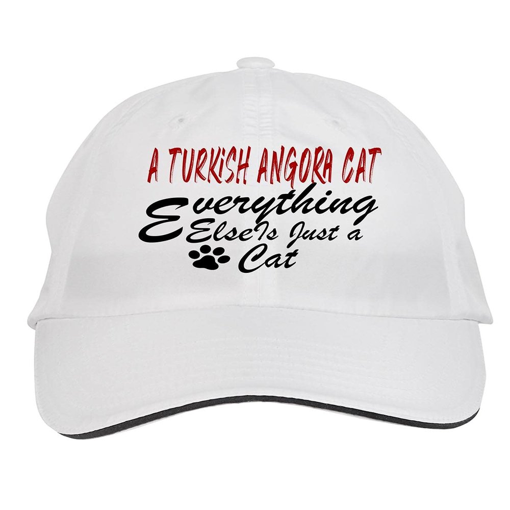 Makoroni - Turkish Angora CAT Everything Else is JUST A CAT Cat Cats Hat Adjustable Cap, DesM25 White