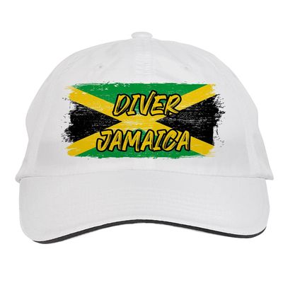 Makoroni - Diver Jamaica Jamaica Jamaican Hat Adjustable Cap, DesP70 White