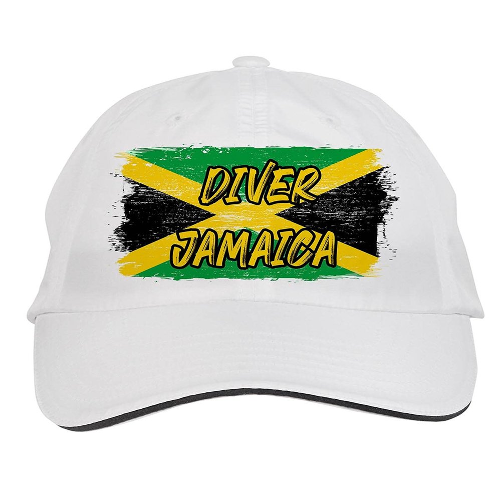 Makoroni - Diver Jamaica Jamaica Jamaican Hat Adjustable Cap, DesP70 White