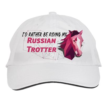 Makoroni - I'd Rather BE Riding My Russian Trotter Hat Adjustable Cap, DesD60 White