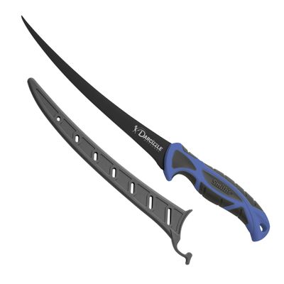Smith's DARCIZZLE 51320 8 Curved Flex Fillet Knife - 400 Series Stainless Steel Blade - Non-Slip Soft Grip Handle - Sheath - Curved Fillet Knife - Deboning & Game Processing - Fishing Knife,Blue