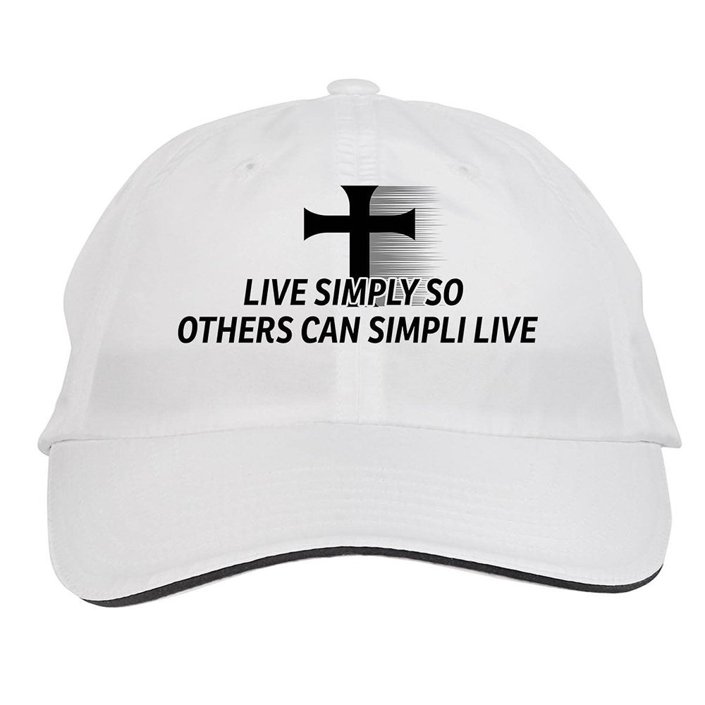 Makoroni - Live Simply SO Others CAN SIMPLI Live Christian Cross Hat Adjustable Cap, DesK91 White