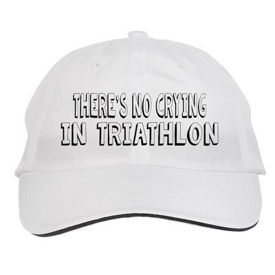 Makoroni - There's NO Crying in Triathlon Hat Adjustable Cap, DesM49 White