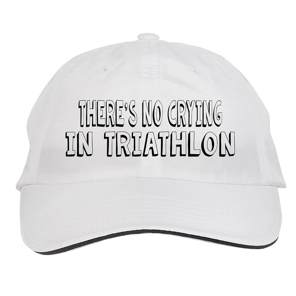 Makoroni - There's NO Crying in Triathlon Hat Adjustable Cap, DesM49 White