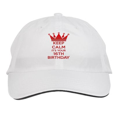 Makoroni - Keep Calm It's Your 16TH Birthday Hat Adjustable Cap, DesX89 White