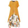 2021 New Cotton Linen Blossom Round Neck Short-Sleeved Dress view 1