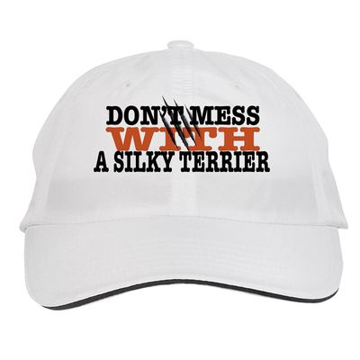Makoroni - Don't Mess with A Silky Terrier Dog Dogs Hat Adjustable Cap, DesZ55 White