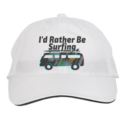 Makoroni - I'd Rather Be Surfing Surf Surfing Beach Hat Adjustable Cap, DesH15 White