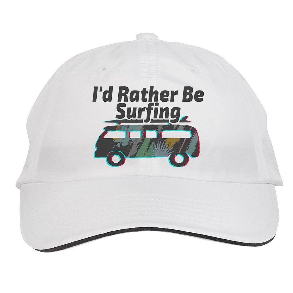 Makoroni - I'd Rather Be Surfing Surf Surfing Beach Hat Adjustable Cap, DesH15 White