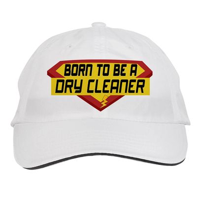 Makoroni - Born to BE A Dry Cleaner Career Hat Adjustable Cap, DesM56 White