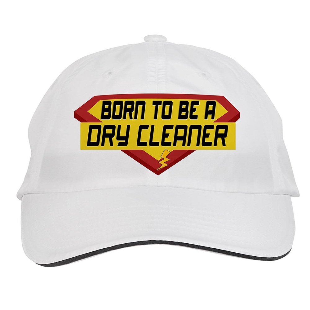 Makoroni - Born to BE A Dry Cleaner Career Hat Adjustable Cap, DesM56 White
