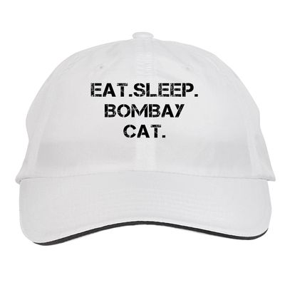 Makoroni - EAT Sleep Bombay CAT Hat Adjustable Cap, DesO5 White