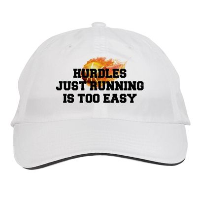 Makoroni - Hurdles JUST Running is Too Easy Basketball Player Hat Adjustable Cap, DesG75 White