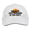 Makoroni - Hurdles JUST Running is Too Easy Basketball Player Hat Adjustable Cap, DesG75 White view 1