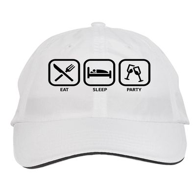 Makoroni - EAT Sleep Party 2 Hat Adjustable Cap, DesF4 White