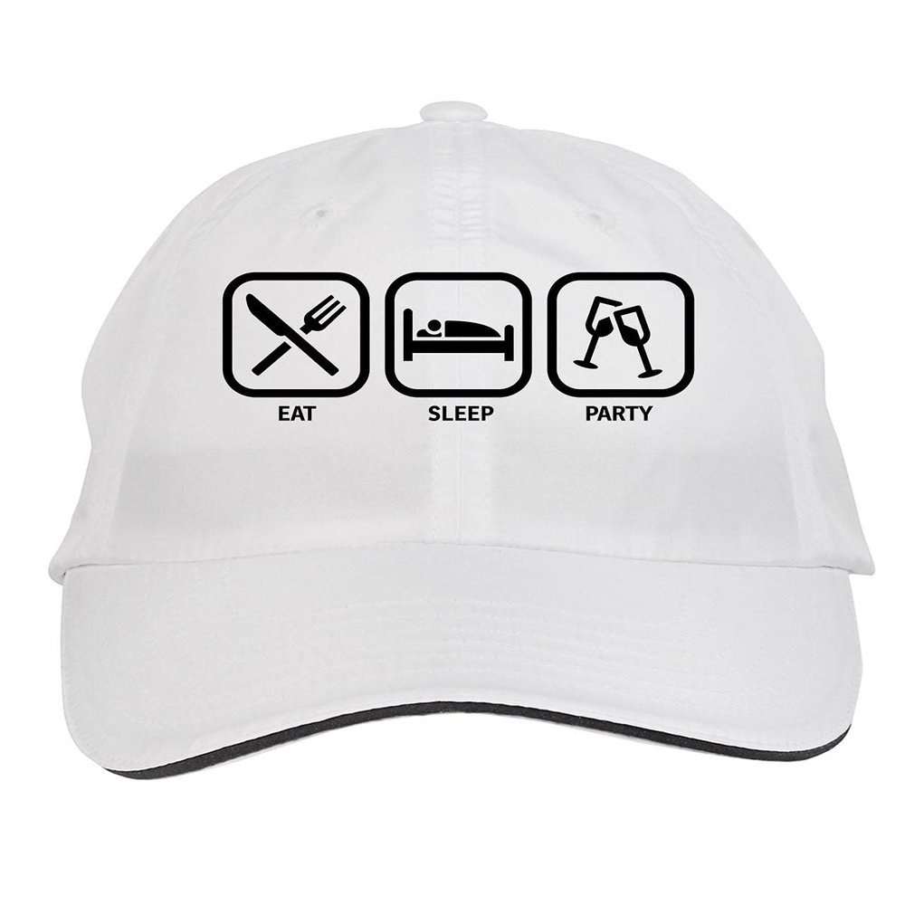 Makoroni - EAT Sleep Party 2 Hat Adjustable Cap, DesF4 White