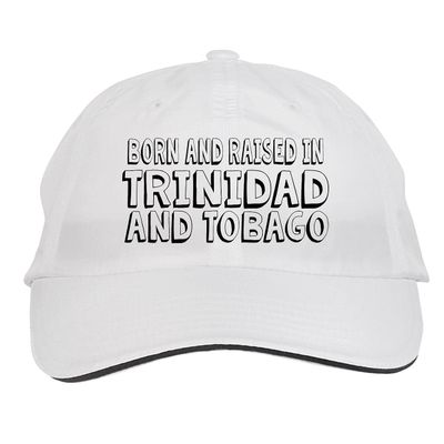Makoroni - Born and Raised in Trinidad and Tobago Hat Adjustable Cap, DesS93 White