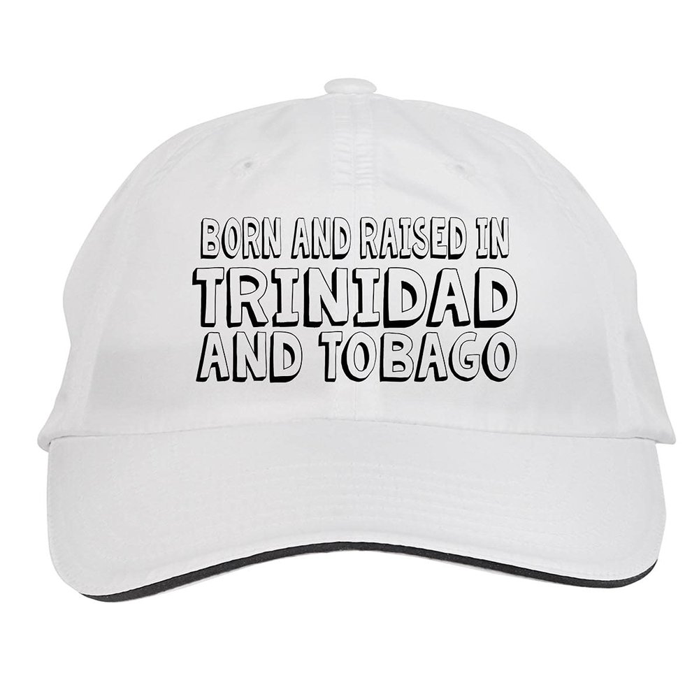 Makoroni - Born and Raised in Trinidad and Tobago Hat Adjustable Cap, DesS93 White