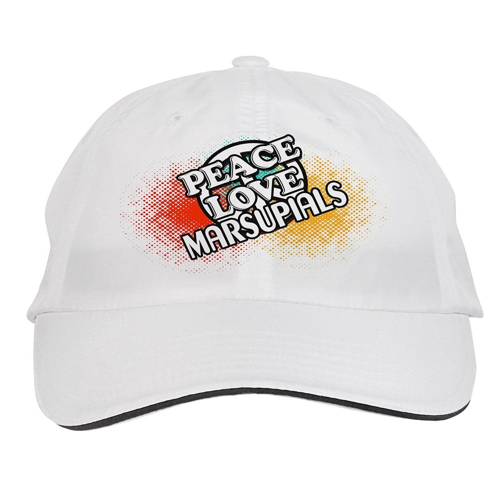 Makoroni - Peace Love MARSUPIALS Hat Adjustable Cap, DesL13 White