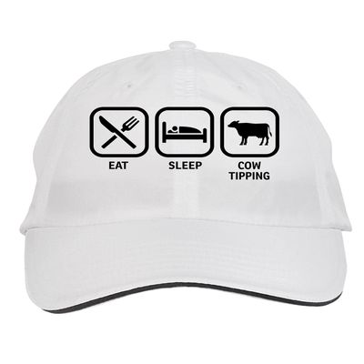 Makoroni - EAT Sleep Cow Tipping Hat Adjustable Cap, DesP86 White
