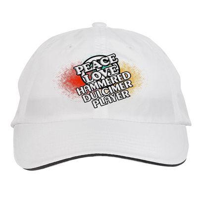 Makoroni - Peace Love Hammered Dulcimer Player Hat Adjustable Cap, DesH33 White