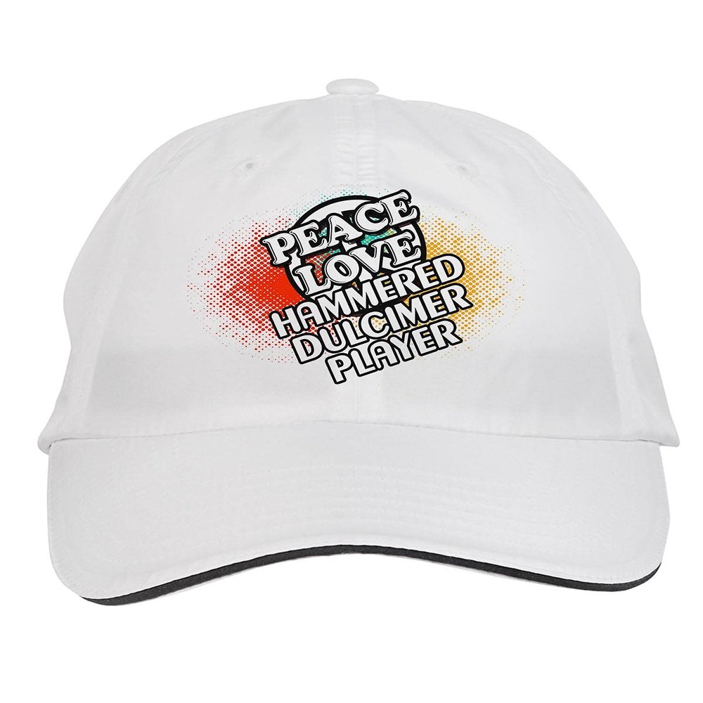 Makoroni - Peace Love Hammered Dulcimer Player Hat Adjustable Cap, DesH33 White