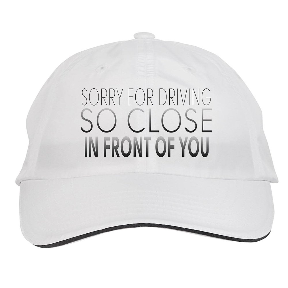 Makoroni - Sorry for Driving SO Close in Front of You Hat Adjustable Cap, DesN97 White