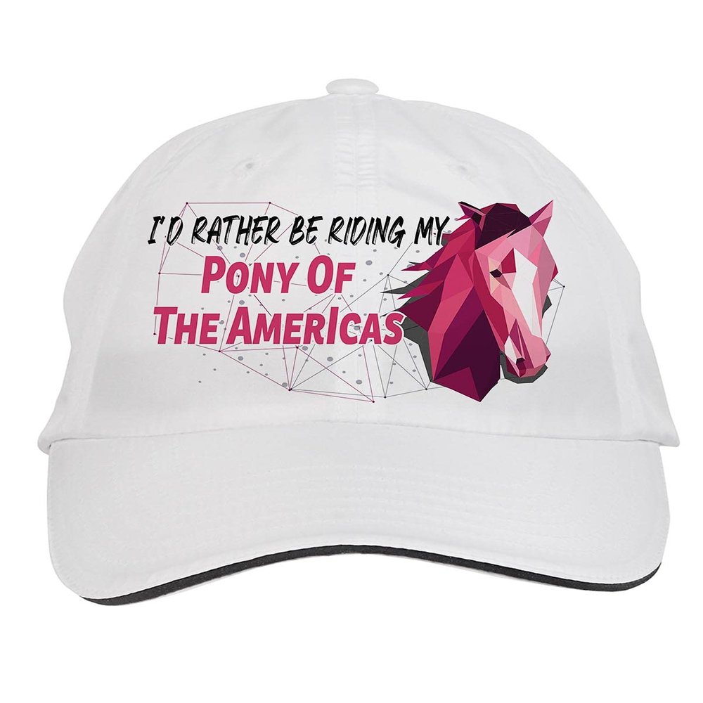 Makoroni - I'd Rather BE Riding My Pony of The Amer?cas Hat Adjustable Cap, DesD52 White