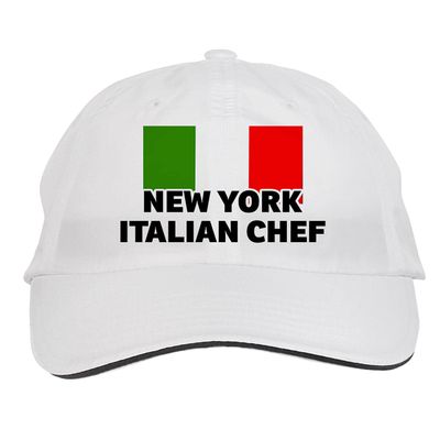 Makoroni - NEW YORK Italian Chef Italy Italian Hat Adjustable Cap, DesR70 White
