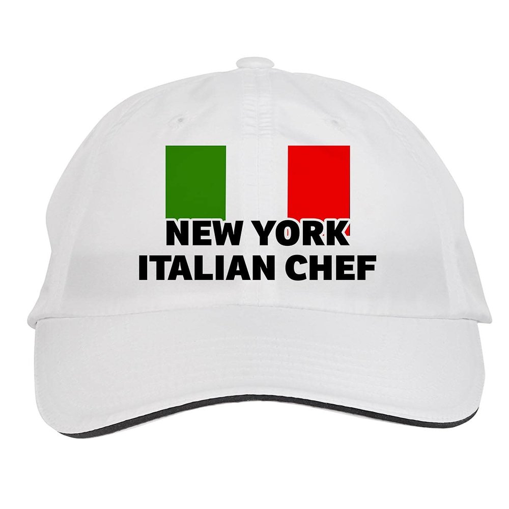 Makoroni - NEW YORK Italian Chef Italy Italian Hat Adjustable Cap, DesR70 White