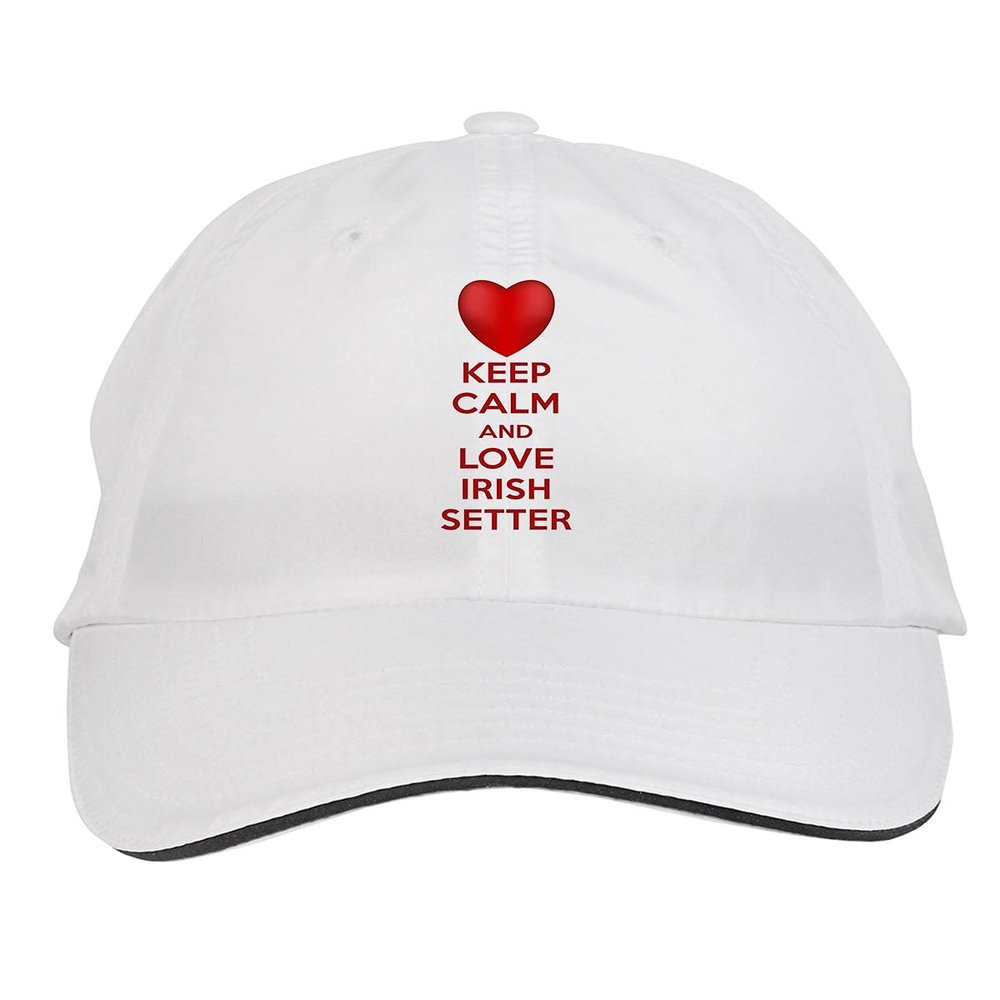 Makoroni - Keep Calm and Love Irish Setter Hat Adjustable Cap, DesS87 White