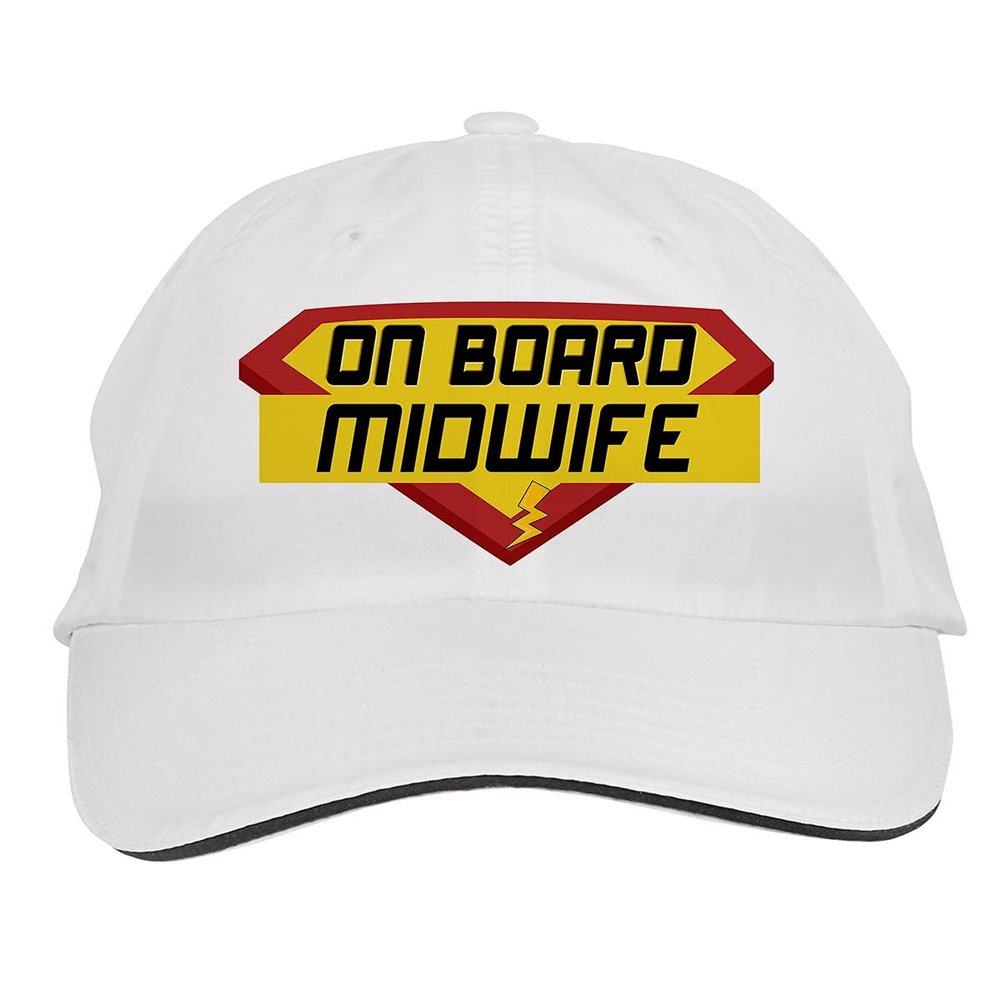 Makoroni - ON Board Midwife Career Hat Adjustable Cap, DesF11 White