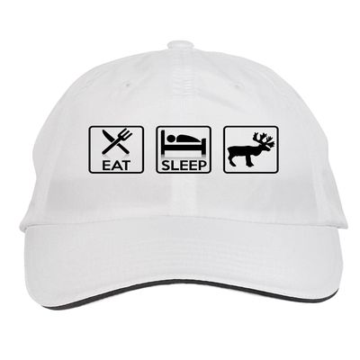 Makoroni - EAT Sleep CARIBOUS Animal Hat Adjustable Cap, DesR53 White