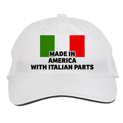 Makoroni - Made in America with Italian Parts Italy Italian Hat Adjustable Cap, DesR59 White