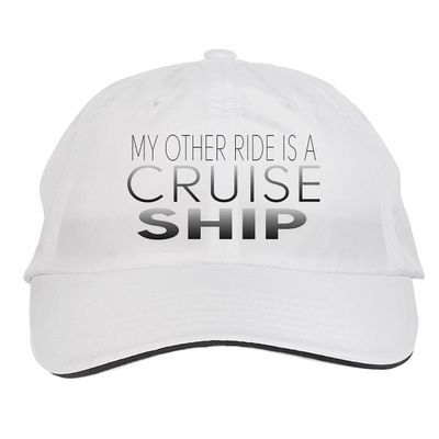 Makoroni - My Other Ride is A Cruise Ship Hat Adjustable Cap, DesJ88 White