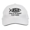 Makoroni - Love is to Short Play Hard Christian Jesus Fish Hat Adjustable Cap, DesI66 White view 1