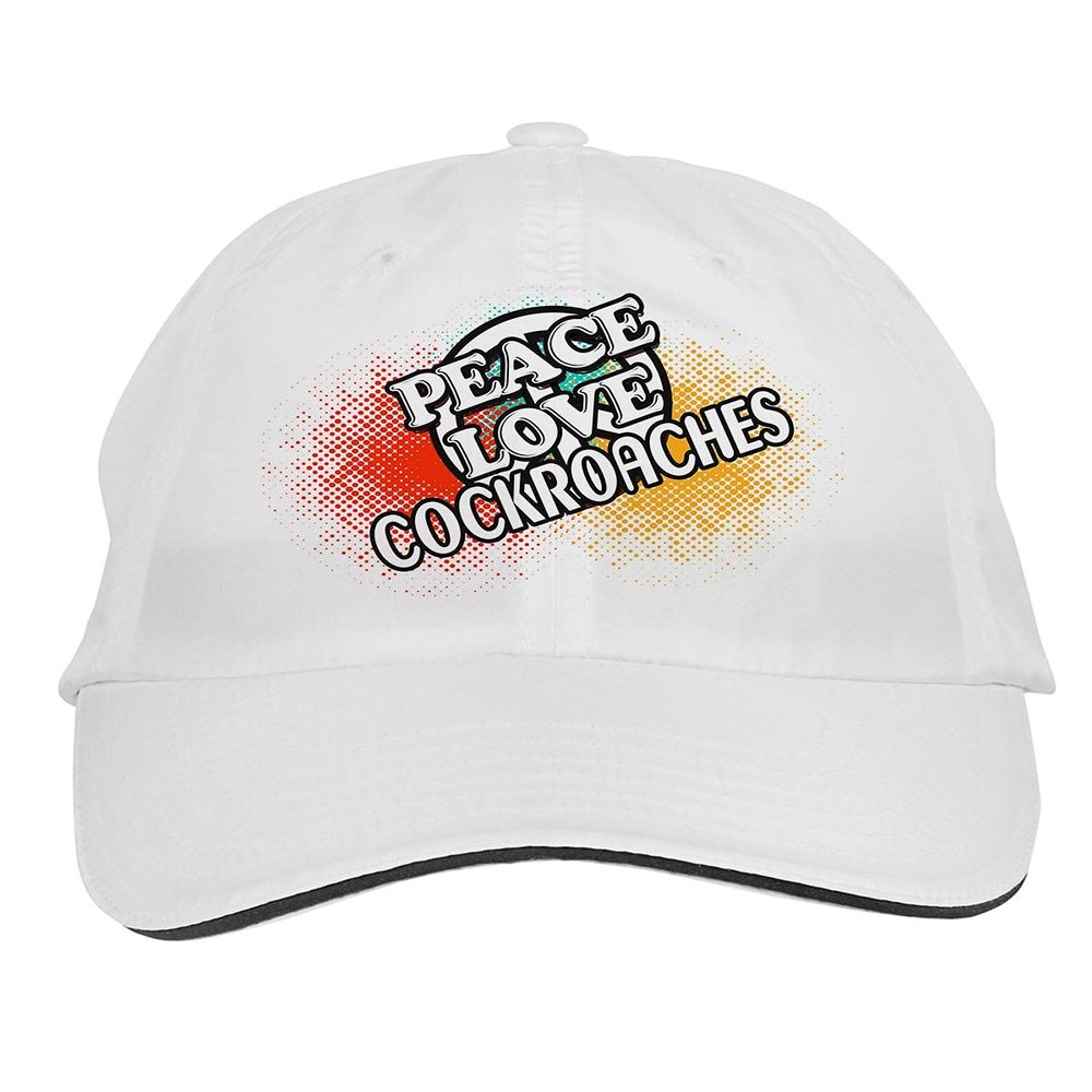Makoroni - Peace Love Cockroaches Hat Adjustable Cap, DesD10 White
