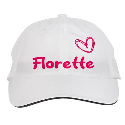 Makoroni - Florette Name Hat Adjustable Cap, DesC69 White