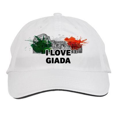 Makoroni - I Love GIADA Italy Italian Hat Adjustable Cap, DesN19 White