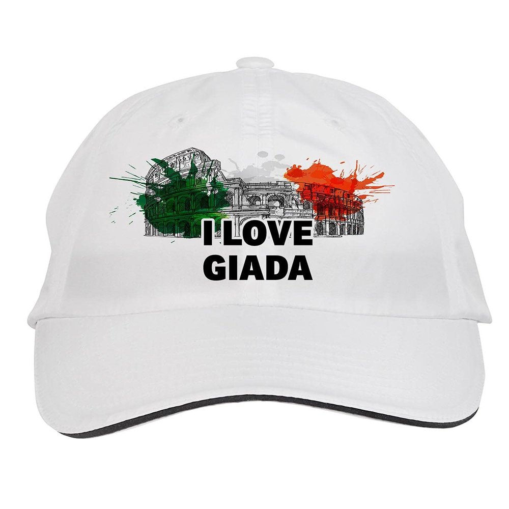 Makoroni - I Love GIADA Italy Italian Hat Adjustable Cap, DesN19 White