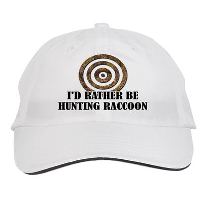 Makoroni - I'd Rather BE Hunting Raccoon Hunting Hunter Hat Adjustable Cap, Desy66 White