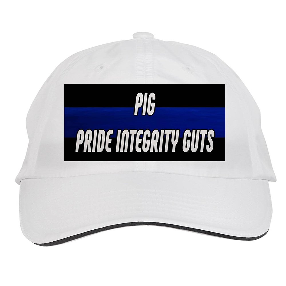 Makoroni - Pig Pride Integrity Guts Cop, Police Hat Adjustable Cap, DesA61 White