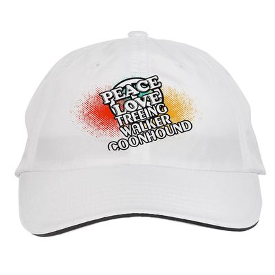 Makoroni - Peace Love Treeing Walker Coonhound Dog Hat Adjustable Cap, DesU79 White