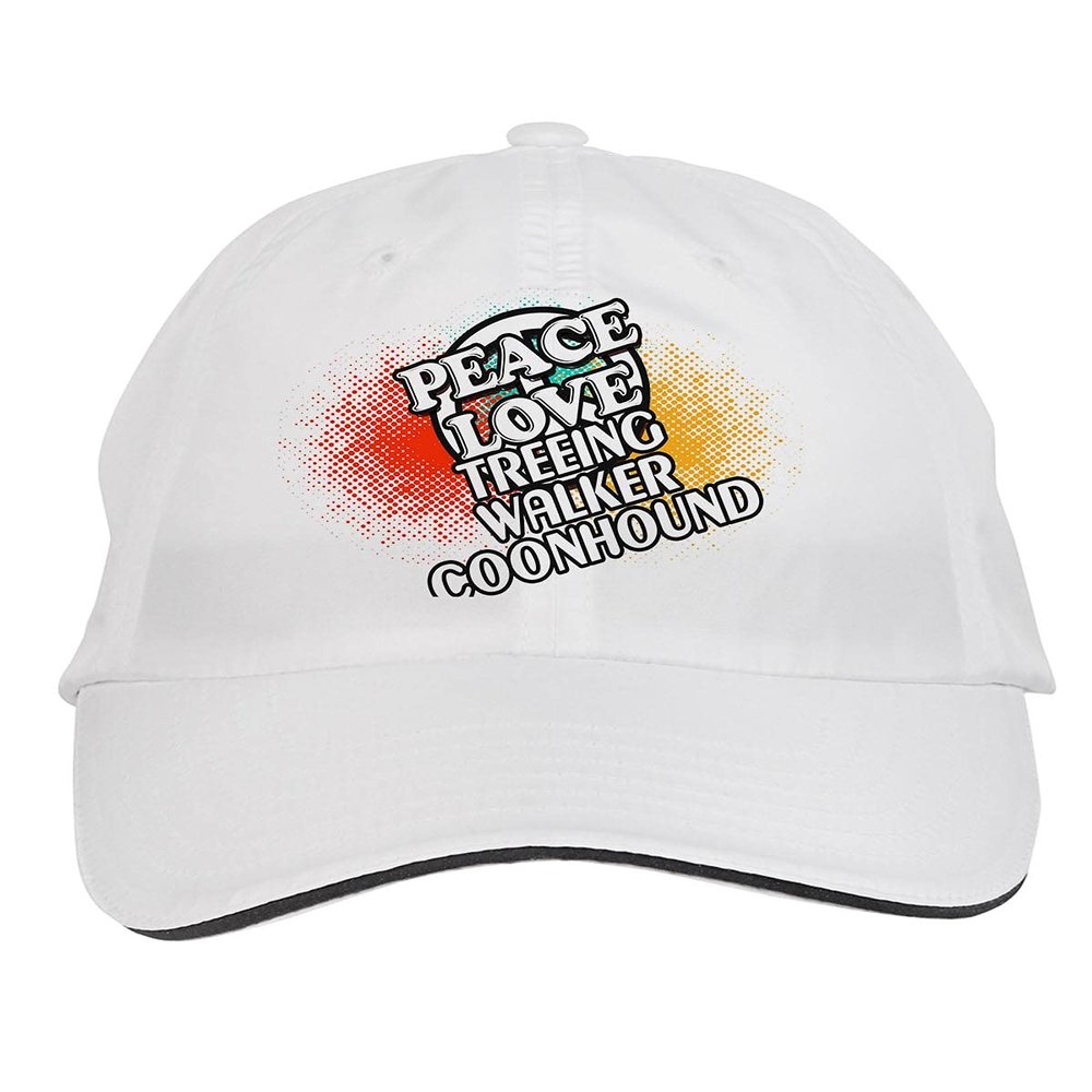 Makoroni - Peace Love Treeing Walker Coonhound Dog Hat Adjustable Cap, DesU79 White