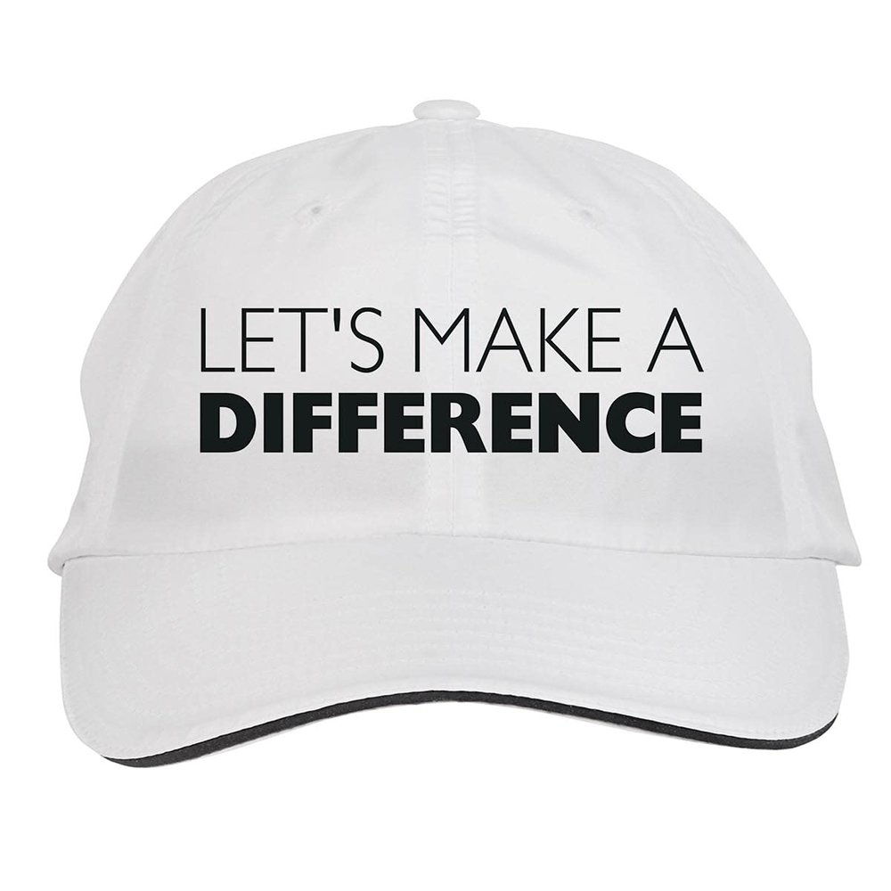 Makoroni - Let's Make A Difference Hat Adjustable Cap, DesF87 White