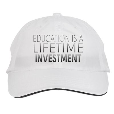 Makoroni - Education is A Lifetime Investment Hat Adjustable Cap, DesZ34 White