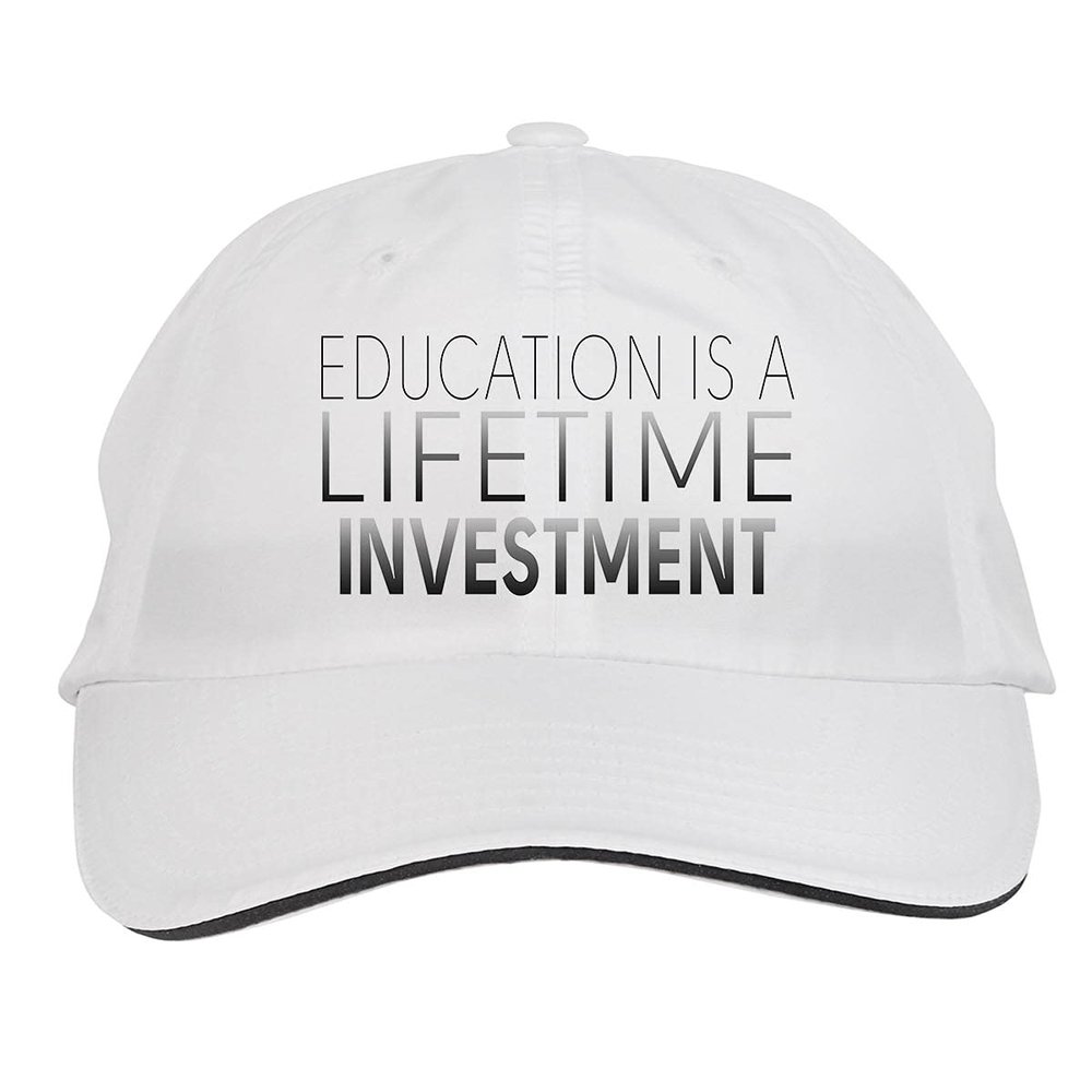 Makoroni - Education is A Lifetime Investment Hat Adjustable Cap, DesZ34 White